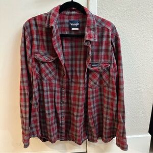 Vintage Grey and Red Wrangler flannel shirt